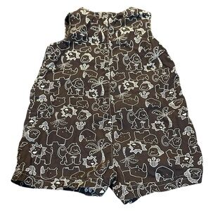 CARTER'S Brown and Tan Safari Animal Print‎ Overall Shorts jumper size 18 month